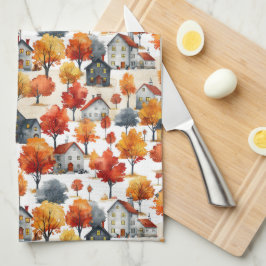 Rustieke Waterverf Woodland Village Pattern Theedoek