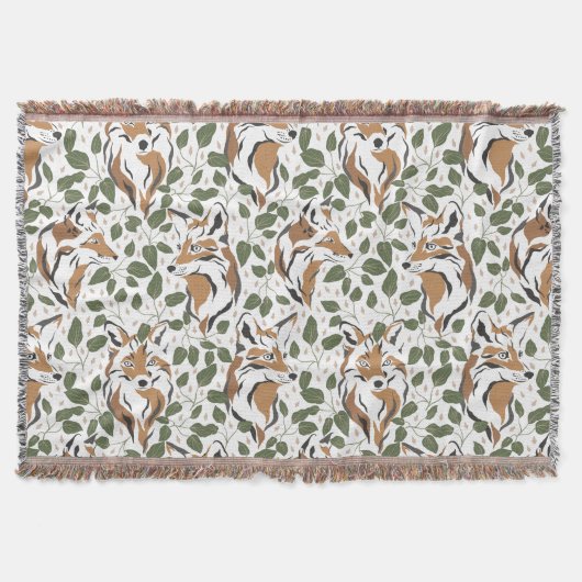 Rustieke Waterverf Woodlands Fox Pattern Deken (Voorkant)