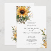 Rustieke Waterverf Zonnebloem Bloemen Land Bruilof Kaart (Voorkant / Achterkant)