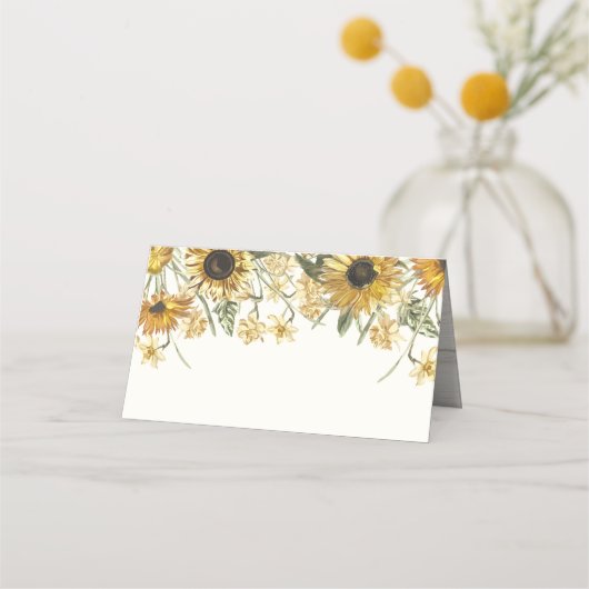 Rustieke Waterverf Zonnebloem Bloemen Plaatskaartje (Achterkant)