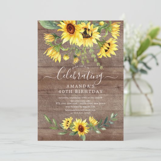 Rustieke Waterverf Zonnebloem Bloemen Verjaardagsf Kaart (Staand voorkant)