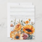 Rustieke Waterverf Zonnebloem Bridal Kaart (Achterkant)