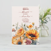 Rustieke Waterverf Zonnebloem Bridal Kaart (Staand voorkant)