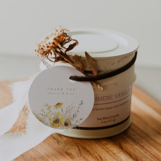 Rustieke Waterverf Zonnebloem Bruiloft Dank u Labe Bedankjes Labels