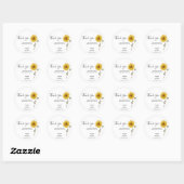 Rustieke waterverf zonnebloem bruiloft dank u ronde sticker (Vel)