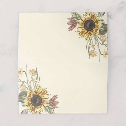 Rustieke Waterverf Zonnebloem Floral Botanicals Plaatskaartje (Buitenkant ongevouwen)