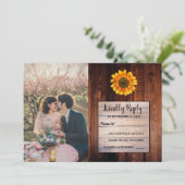 Rustieke waterverf zonnebloem land bruiloft RSVP Kaart (Staand voorkant)