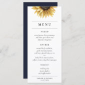 Rustieke Waterverf Zonnebloem Modern Bruiloft Menu (Voorkant / Achterkant)