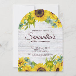 Rustieke Waterverf Zonnebloem Verjaardagsfeest Kaart