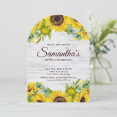 Rustieke Waterverf Zonnebloem Verjaardagsfeest Kaart (Staand voorkant)