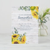Rustieke Waterverf Zonnebloem Verjaardagsfeest Kaart (Staand voorkant)