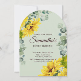 Rustieke Waterverf Zonnebloem Verjaardagsfeest Kaart