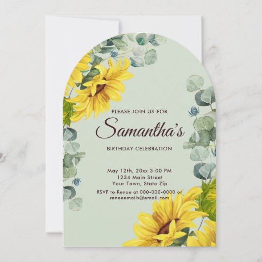 Rustieke Waterverf Zonnebloem Verjaardagsfeest Kaart (Voorkant)