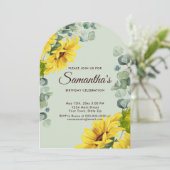 Rustieke Waterverf Zonnebloem Verjaardagsfeest Kaart (Staand voorkant)