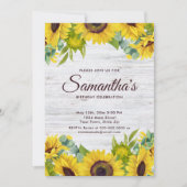 Rustieke Waterverf Zonnebloem Verjaardagsfeest Kaart (Voorkant)