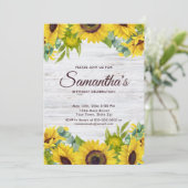 Rustieke Waterverf Zonnebloem Verjaardagsfeest Kaart (Staand voorkant)