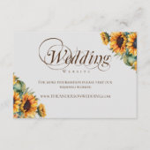 Rustieke Waterverf Zonnebloem Wedding Website Informatiekaartje (Voorkant)