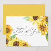Rustieke Waterverf Zonnebloemen Bloemen Huwelijk Bedankkaart (Voorkant / Achterkant)