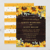 Rustieke Waterverf Zonnebloemen Bruiloft Kaart (Voorkant / Achterkant)