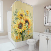 Rustieke Waterverf Zonnebloemen Douchegordijn (In situ)