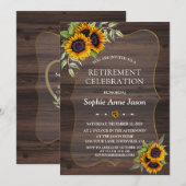 Rustieke waterverf zonnebloemen houten pensionerin kaart (Voorkant / Achterkant)