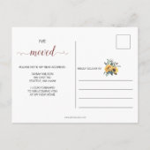 Rustieke Waterverf Zonnebloemen Ik ben verhuisd Aankondigingskaart (Achterkant)