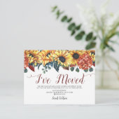 Rustieke Waterverf Zonnebloemen Ik ben verhuisd Aankondigingskaart (Staand voorkant)