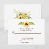 Rustieke waterverf zonnebloemen lange hoorn schede kaart (Voorkant / Achterkant)