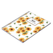 Rustieke Waterverf Zonnebloemen Patroon Gepersonal Notitieboek (Linkerzijde)