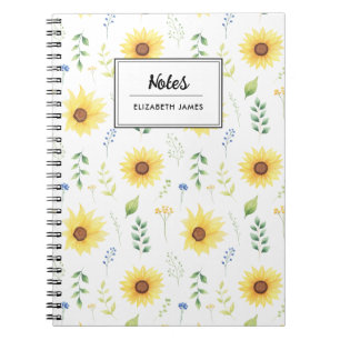 Rustieke Waterverf Zonnebloemen Patroon Gepersonal Notitieboek