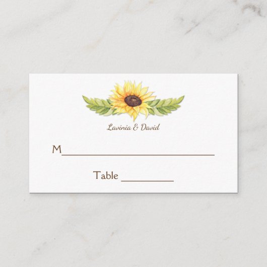Rustieke Waterverf Zonnebloemen Plaats Kaarten Plaatskaartje (Voorkant)