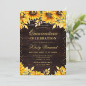 Rustieke Waterverf Zonnebloemen Quinceanera Kaart (Staand voorkant)