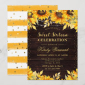 Rustieke Waterverf Zonnebloemen Sweet 16 Kaart (Voorkant / Achterkant)