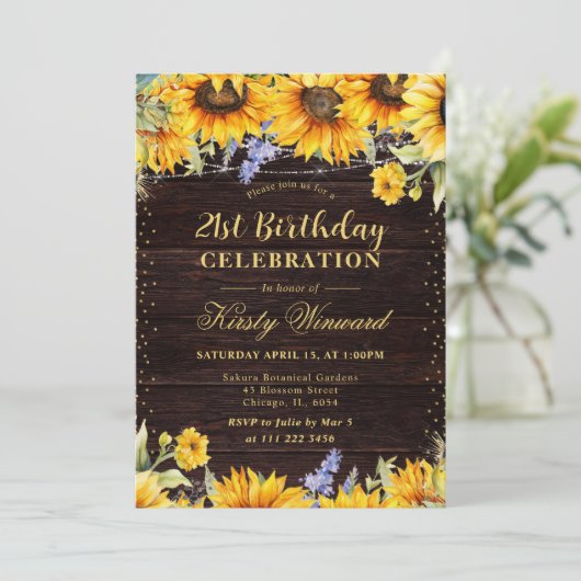 Rustieke Waterverf Zonnebloemen Verjaardag Kaart (Staand voorkant)