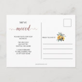 Rustieke Waterverf Zonnebloemen We zijn verhuisd Aankondigingskaart (Achterkant)