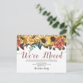 Rustieke Waterverf Zonnebloemen We zijn verhuisd Aankondigingskaart (Staand voorkant)