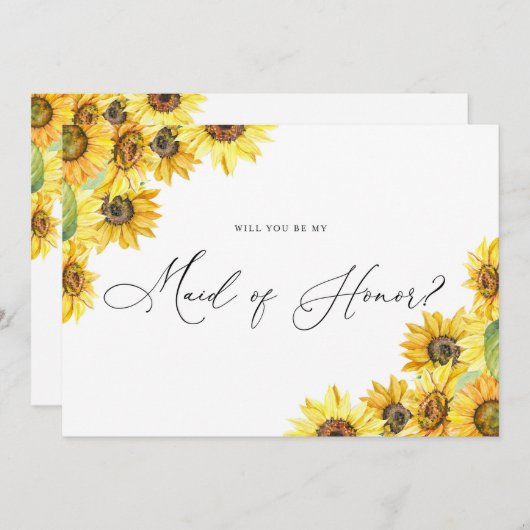 Rustieke Waterverf Zonnebloemen Wees Mijn Bruidsme (Voorkant / Achterkant)