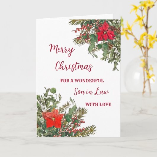 Rustieke Waterverf Zoon in de wet Vrolijk kerstfee Kaart (Gele Bloem)