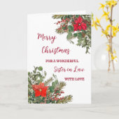 Rustieke Waterverf Zuster in Law Vrolijk kerstfees Kaart (Gele Bloem)