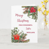 Rustieke Waterverf Zuster Vrolijk Kerstfeest Kaart (Gele Bloem)