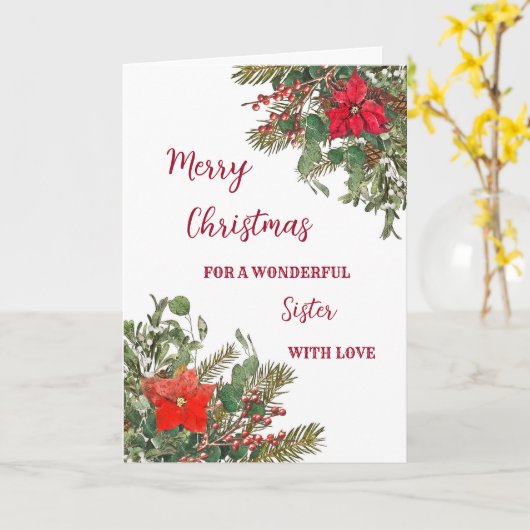 Rustieke Waterverf Zuster Vrolijk Kerstfeest Kaart (Gele Bloem)