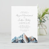 Rustieke Waterverfbergen Blauw Grijs Roest Huwelij Kaart (Staand voorkant)