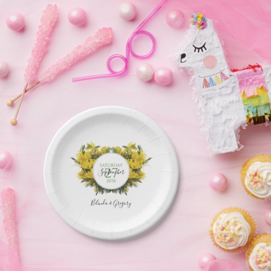 Rustieke Wattle Acacia Bruiloft  Papieren Bordje (Feest)