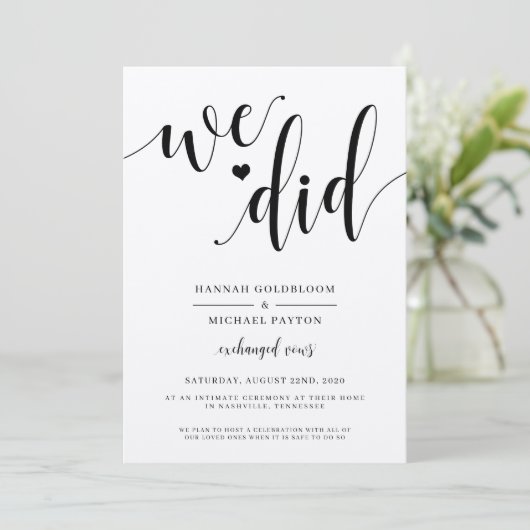 Rustieke We Did Huwelijksaankondiging Kaart (Staand voorkant)
