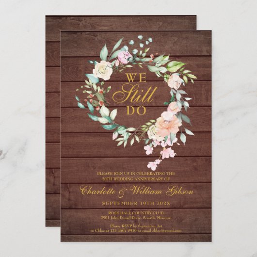 Rustieke We Still Do Florale Hernieuwingsgelofte J Kaart (Voorkant / Achterkant)