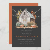 Rustieke Wedding Barn String Lights Save the Date Kaart (Voorkant / Achterkant)