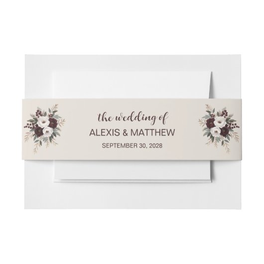 Rustieke Wedding Cream Bloemen Uitnodiging Buik Ba Uitnodigingen Wikkel (Voorkant Voorbeeld)