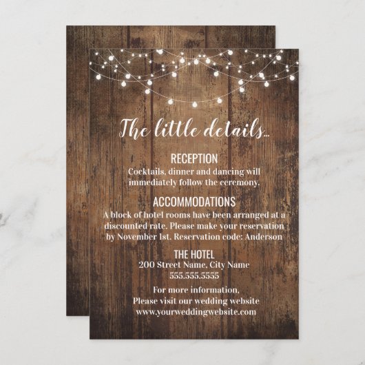 Rustieke Wedding Enclosure kaarten (Voorkant / Achterkant)