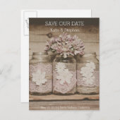 Rustieke Wedding Lace Jars SAVE THE DATE Briefkaar Aankondigingskaart (Voorkant / Achterkant)