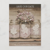Rustieke Wedding Lace Jars SAVE THE DATE Briefkaar Aankondigingskaart (Voorkant)